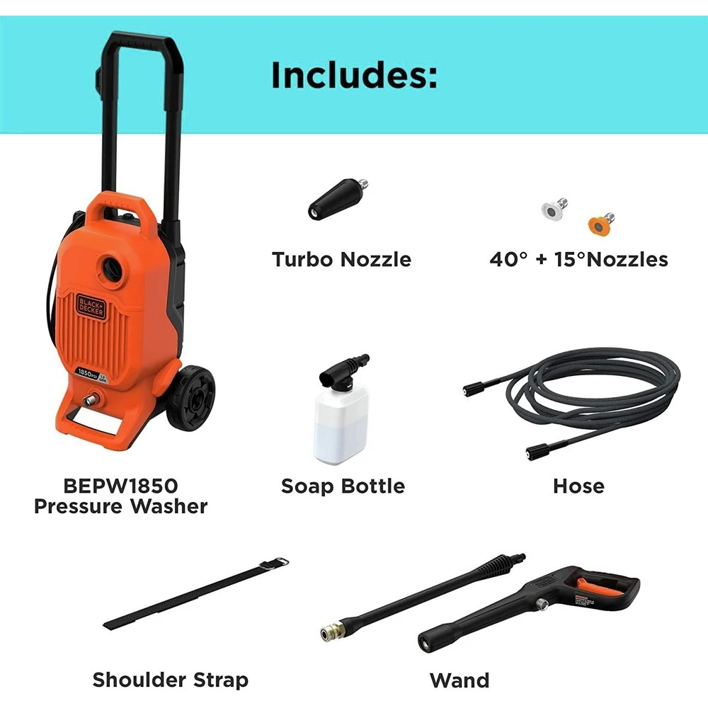 Black & Decker BEPW1850 1850 Max PSI 1.2 GPM Corded Cold Water Pressure Washer 4 Black & Decker BEPW1850 1850 Max PSI 1.2 GPM Corded Cold Water Pressure Washer - Image 2