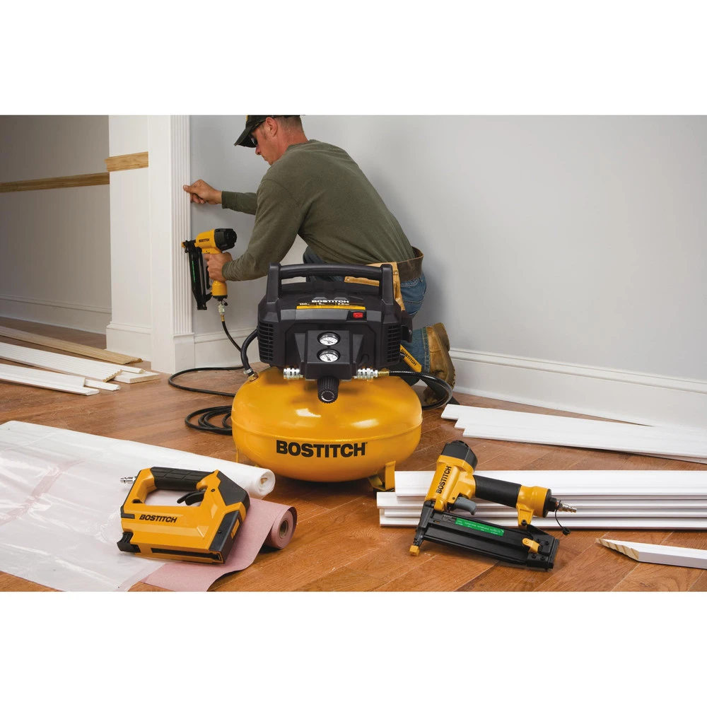 Bostitch BTFP3KIT 3-Piece Nailer And 0.8 HP 6 Gallon Oil-Free Pancake Air Compressor Combo Kit 4 Bostitch BTFP3KIT 3-Piece Nailer And 0.8 HP 6 Gallon Oil-Free Pancake Air Compressor Combo Kit - Image 2