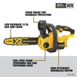 Dewalt DCCS620B 20V MAX XR Brushless Lithium-Ion 12 In. Compact Chainsaw (Tool Only) 15 Dewalt DCCS620B 20V MAX XR Brushless Lithium-Ion 12 In. Compact Chainsaw (Tool Only) -DeWALT Sales Shop dewndccs620b j