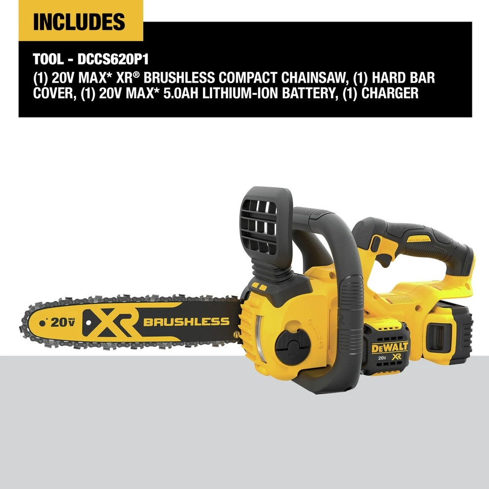 Dewalt DCCS620P1 20V MAX XR Brushless Lithium-Ion Cordless Compact 12 In. Chainsaw Kit (5 Ah) 4 Dewalt DCCS620P1 20V MAX XR Brushless Lithium-Ion Cordless Compact 12 In. Chainsaw Kit (5 Ah) - Image 2