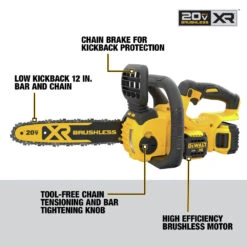 Dewalt DCCS620P1 20V MAX XR Brushless Lithium-Ion Cordless Compact 12 In. Chainsaw Kit (5 Ah) 16 Dewalt DCCS620P1 20V MAX XR Brushless Lithium-Ion Cordless Compact 12 In. Chainsaw Kit (5 Ah) -DeWALT Sales Shop dewndccs620p1 k