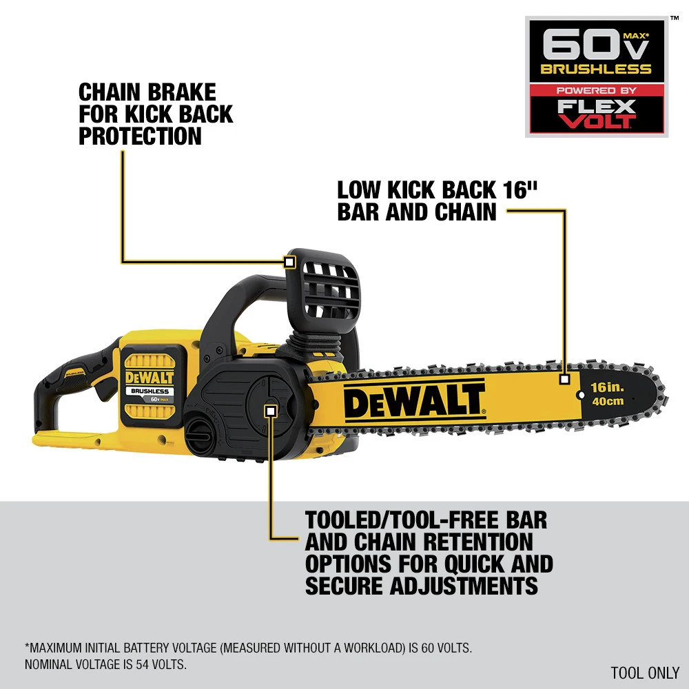 Dewalt DCCS670B 60V MAX Brushless 16 In. Chainsaw (Tool Only) 7 Dewalt DCCS670B 60V MAX Brushless 16 In. Chainsaw (Tool Only) - Image 5