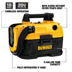 Dewalt DCV580H 20V MAX Brushed Lithium-Ion Cordless Wet/Dry Vacuum (Tool Only) -DeWALT Sales Shop dewndcv580h g