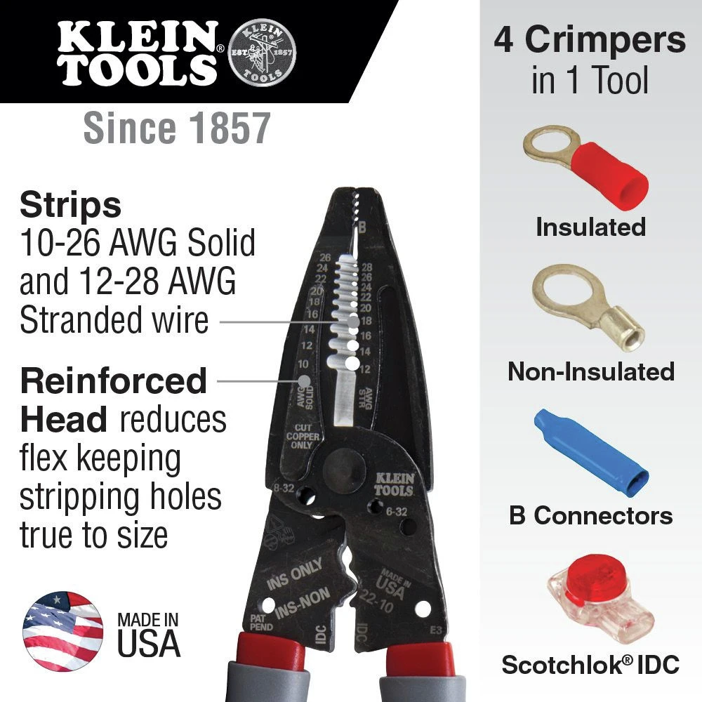 Klein Tools 1019 Klein-Kurve Wire Stripper / Crimper / Cutter Multi Tool 6 Klein Tools 1019 Klein-Kurve Wire Stripper / Crimper / Cutter Multi Tool - Image 4
