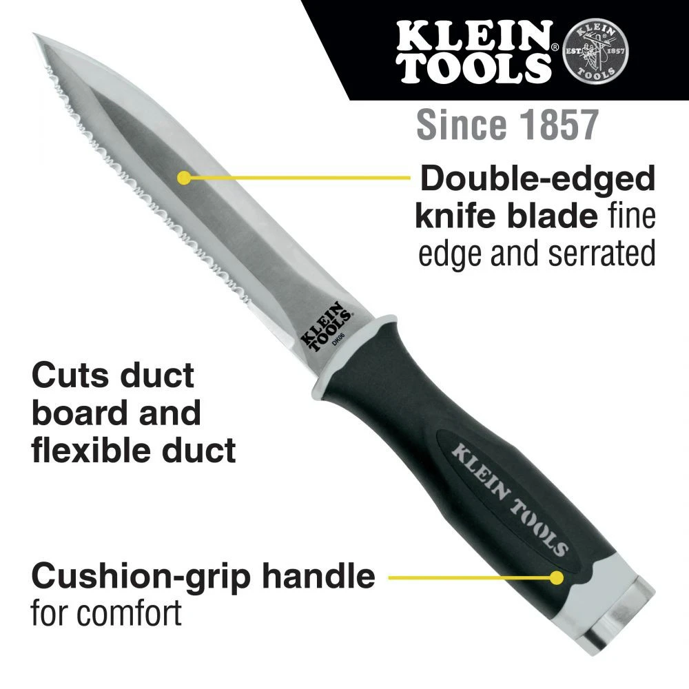 Klein Tools DK06 Stainless Steel Serrated Duct Knife 4 Klein Tools DK06 Stainless Steel Serrated Duct Knife - Image 2