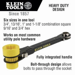 Klein Tools KT155HD Heavy-Duty 6-in-1 Lineman's Ratcheting Wrench -DeWALT Sales Shop klnnkt155hd g
