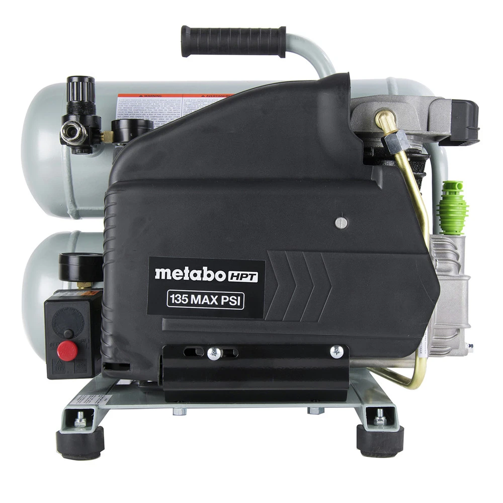 Factory Reconditioned Metabo HPT EC99SM 2 HP 4 Gallon Oil-Lube Twin Stack Air Compressor 4 Factory Reconditioned Metabo HPT EC99SM 2 HP 4 Gallon Oil-Lube Twin Stack Air Compressor - Image 2
