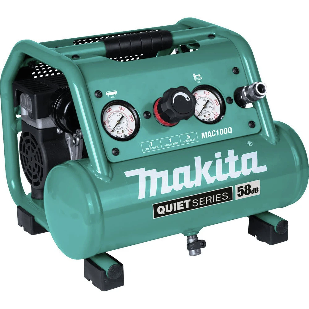 Makita MAC100Q Quiet Series 1/2 HP 1 Gallon Oil-Free Hand Carry Air Compressor 3 Makita MAC100Q Quiet Series 1/2 HP 1 Gallon Oil-Free Hand Carry Air Compressor