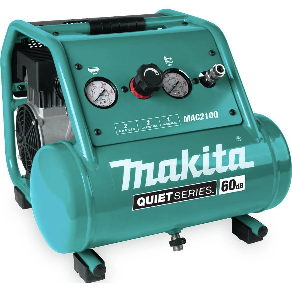 Makita MAC210Q Quiet Series 1 HP 2 Gallon Oil-Free Hand Carry Air Compressor 3 Makita MAC210Q Quiet Series 1 HP 2 Gallon Oil-Free Hand Carry Air Compressor