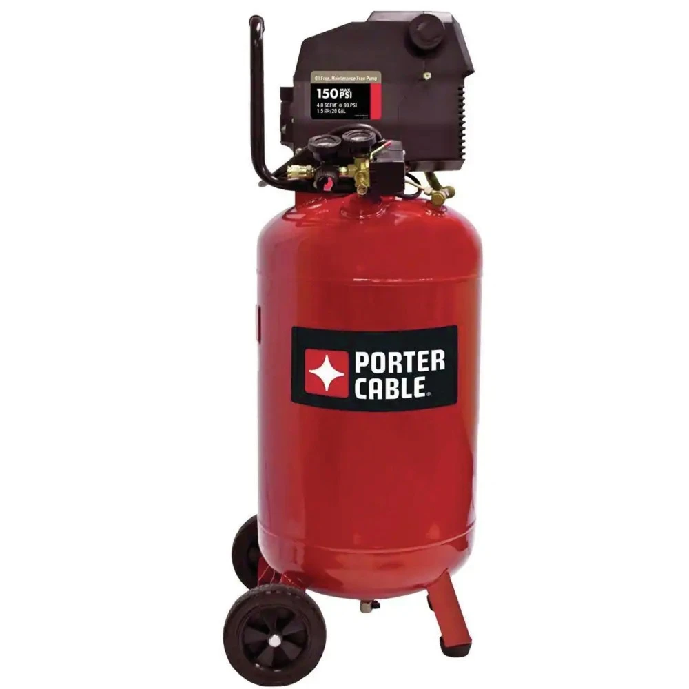 Porter-Cable PXCMF220VW 1.5 HP 20 Gallon Oil-Free Vertical Dolly Air Compressor 3 Porter-Cable PXCMF220VW 1.5 HP 20 Gallon Oil-Free Vertical Dolly Air Compressor